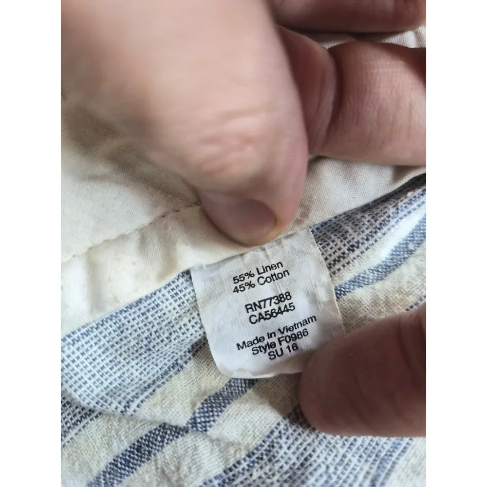 J. Crew Rivington Chino Shorts Mens 34 Blue White Striped Linen Flat Front